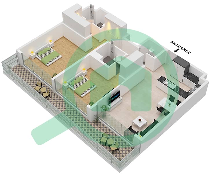 Luma Park Views - 2 Bedroom Apartment Type/unit D / UNIT 01,15 Floor plan Type D Unit 01,15 interactive3D