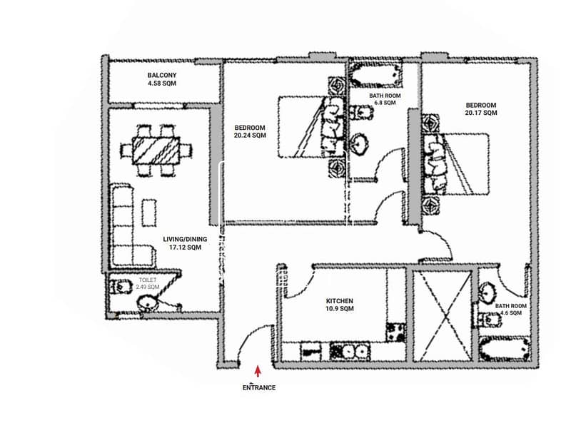 15 2 BHK Floor Plan. png