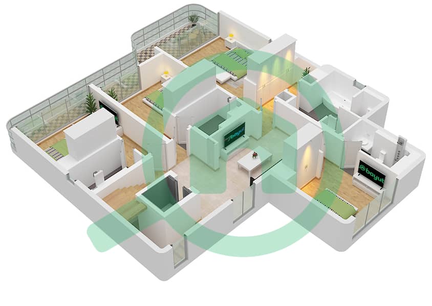 Парк Гейт - Вилла 5 Cпальни планировка Тип 3 Type 3 Floor First interactive3D