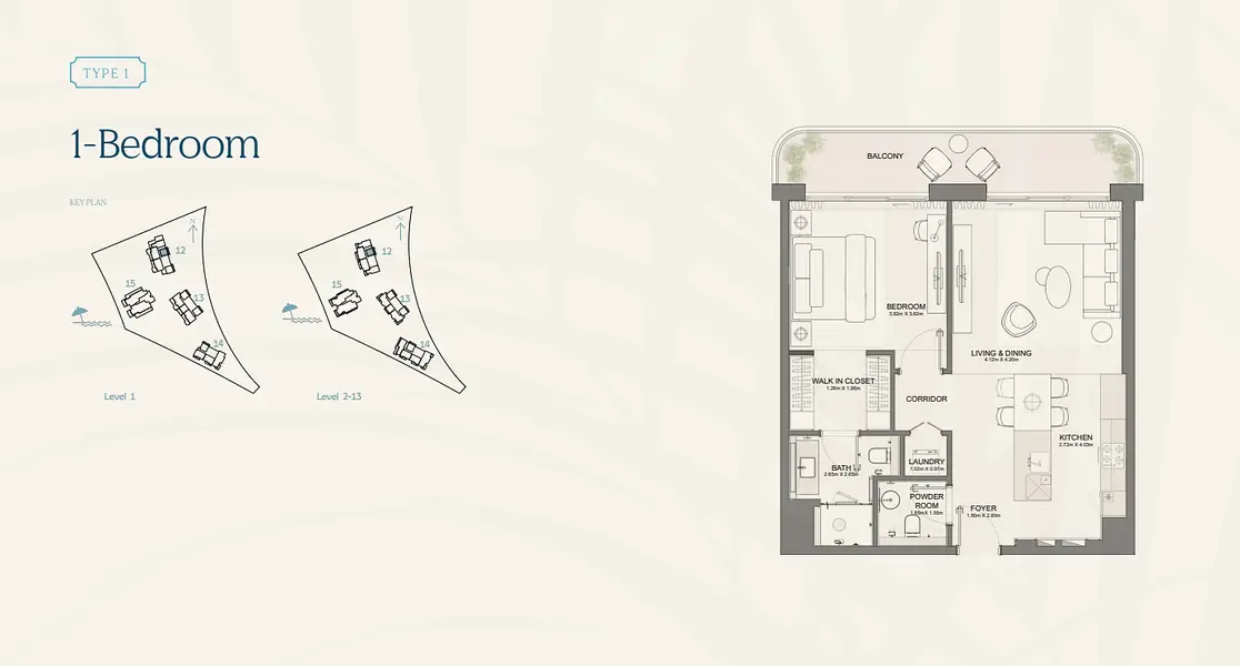 1 BR floor plan