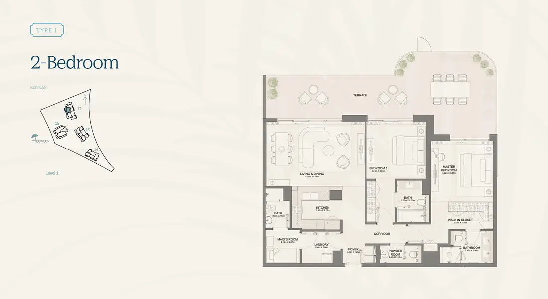 2 BR floor plan