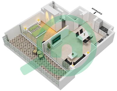 Binghatti Ghost - 1 Bedroom Apartment Type 2 Floor plan