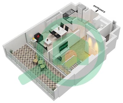 Binghatti Ghost - 1 Bedroom Apartment Type 3 Floor plan