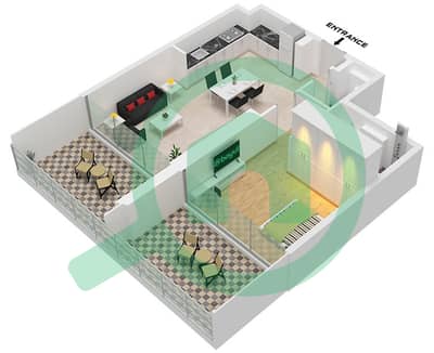 Binghatti Ghost - 1 Bedroom Apartment Type 4 Floor plan
