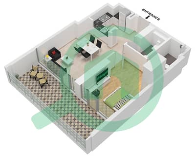 Binghatti Ghost - 1 Bedroom Apartment Type 5 Floor plan