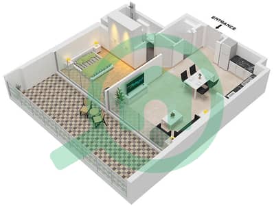 Binghatti Ghost - 1 Bedroom Apartment Type 6 Floor plan