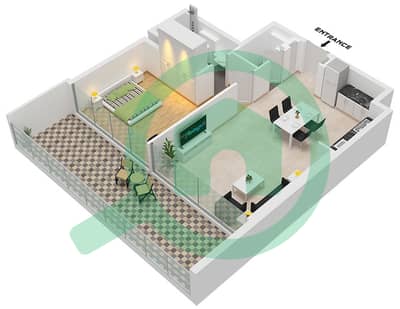 Binghatti Ghost - 1 Bedroom Apartment Type 8 Floor plan