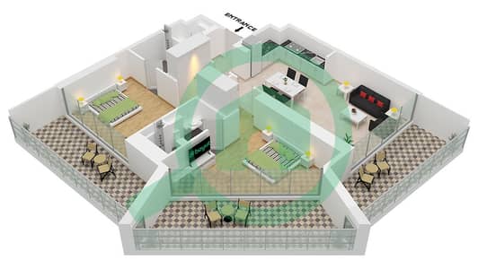 Binghatti Ghost - 2 Bedroom Apartment Type 2 Floor plan