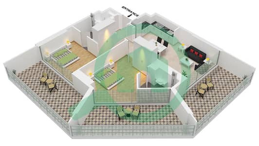 Binghatti Ghost - 2 Bedroom Apartment Type 4 Floor plan