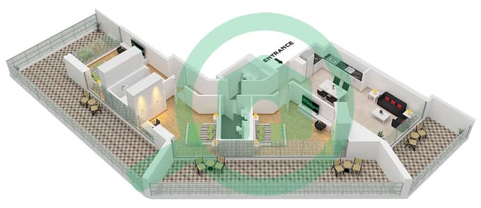 Binghatti Ghost - 3 Bedroom Apartment Type 4 Floor plan