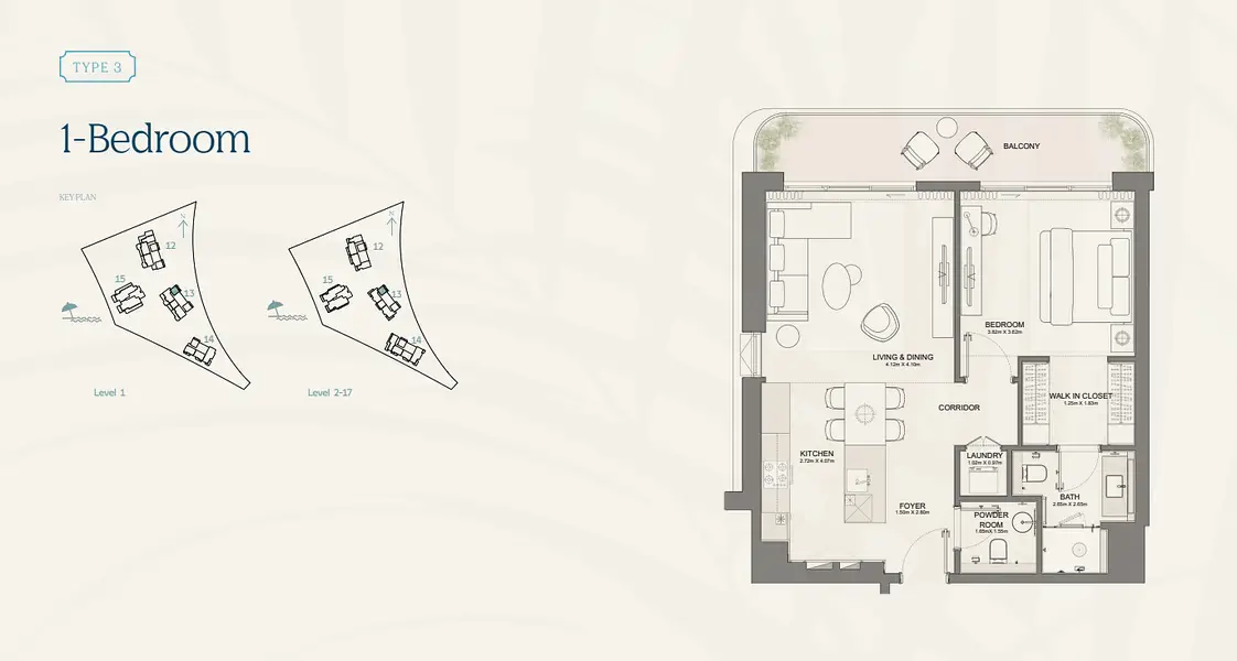 1 BR floor plan