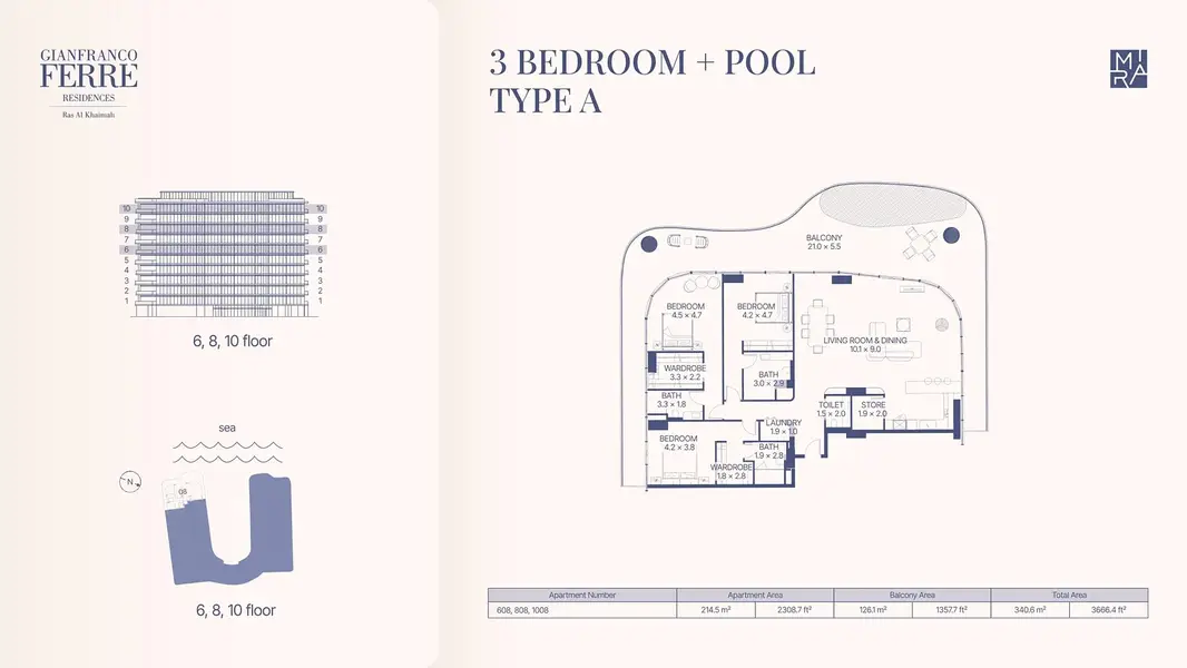 3 BR floor plan