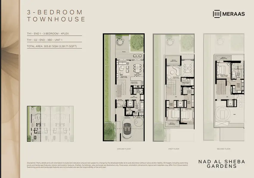 3 BR floor plan