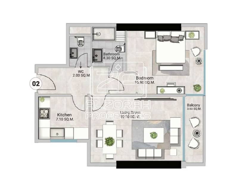 15 Floor Plan1 BR. png
