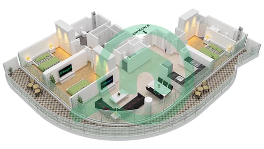 Volta - 3 Bedroom Apartment Type 2,A1-A10 FLOOR 51-60 Floor plan