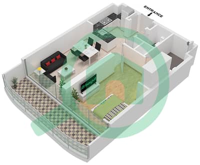 Volta - 1 Bedroom Apartment Type B2-M FLOOR 2-7 Floor plan