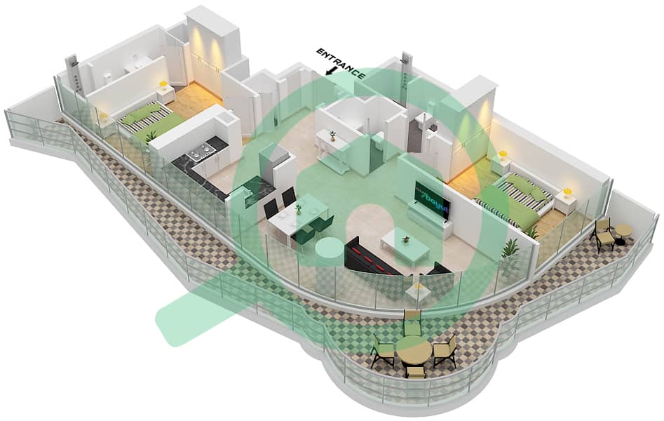 Volta - 2 Bedroom Apartment Type A31M-A38M,A40M FLOOR41-50 Floor plan Type A31M-A38M,A40M,A41M Floor 41-50 interactive3D
