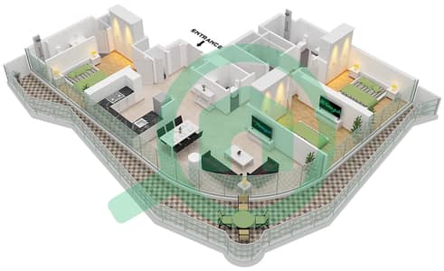 Volta - 3 Bedroom Apartment Type A1M-A10M FLOOR 51-60 Floor plan