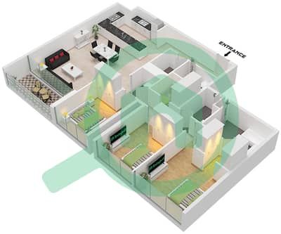 Форте 1 - Апартамент 3 Cпальни планировка Единица измерения 7,6 FLOOR 7-29