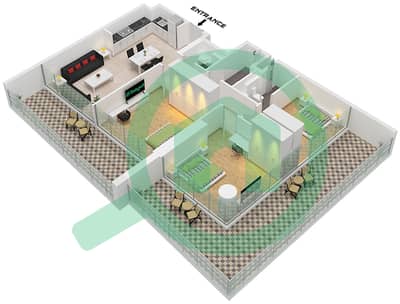 Binghatti Ghost - 3 Bedroom Apartment Type 3 Floor plan