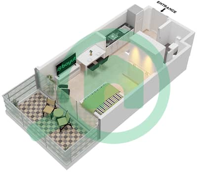 Azizi Venice 7 Building E - Studio Apartment Type A Floor plan