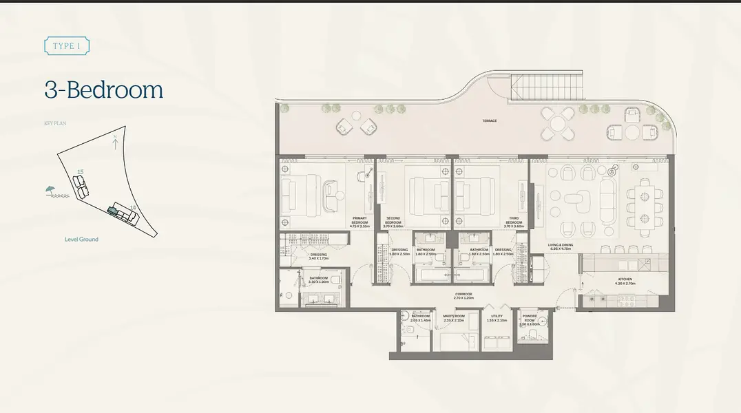 3 BR floor plan