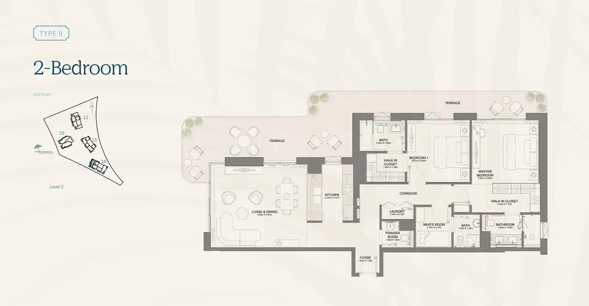 2 BR floor plan