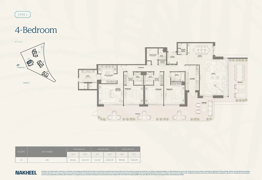 4 BR floor plan