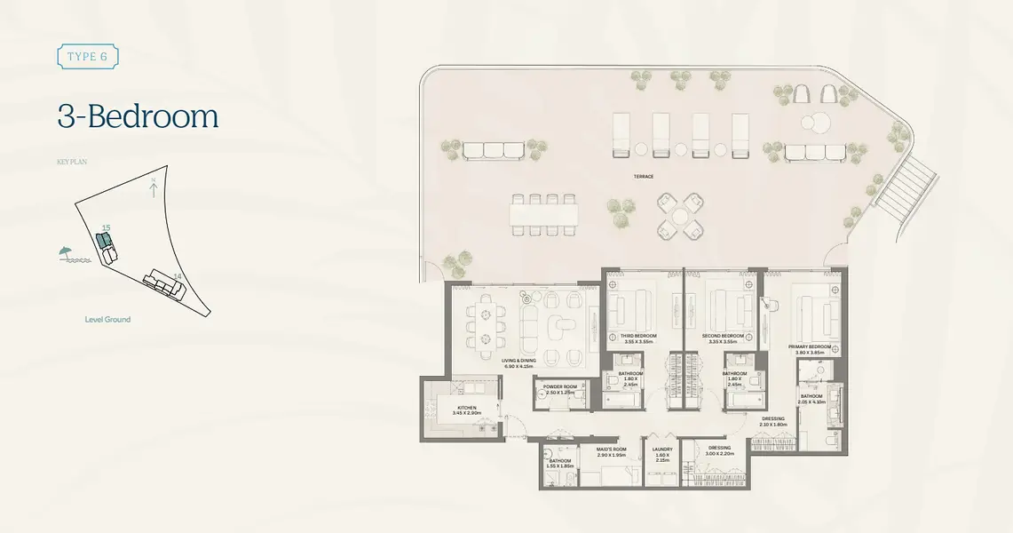 3 BR floor plan