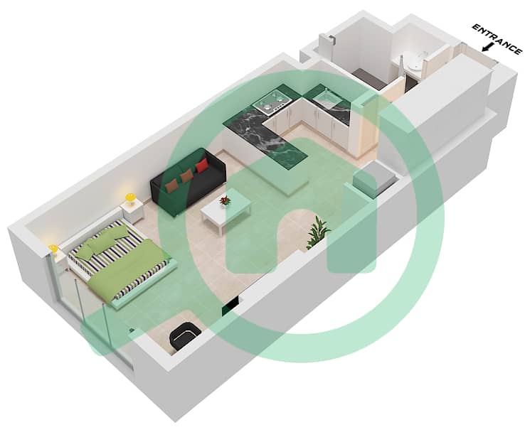 Gardenia Bay - Studio Apartment Type A(1) Floor plan Type A(1) interactive3D