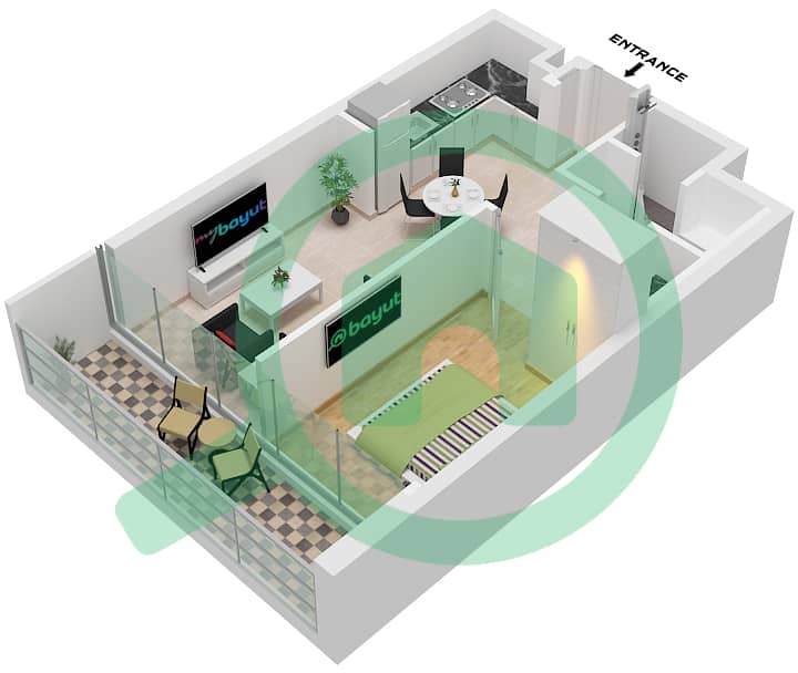 Aykon City Tower C - 1 Bedroom Apartment Type B Floor plan Type B interactive3D