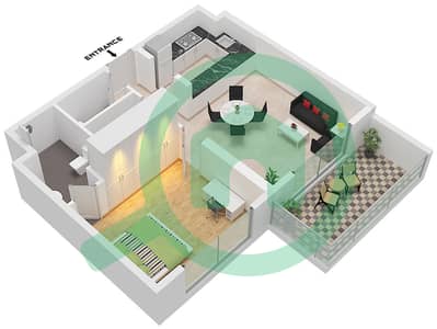 百合大厦 - 1 卧室公寓单位4 FLOOR 2-11,14-28戶型图
