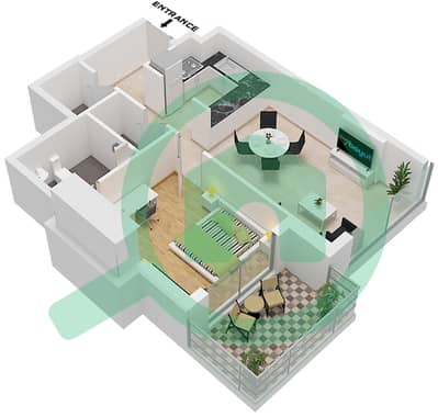 百合大厦 - 1 卧室公寓单位2 FLOOR 2-11,14-27戶型图
