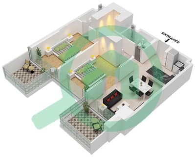 高尔夫之门社区 - 2 卧室公寓类型A戶型图