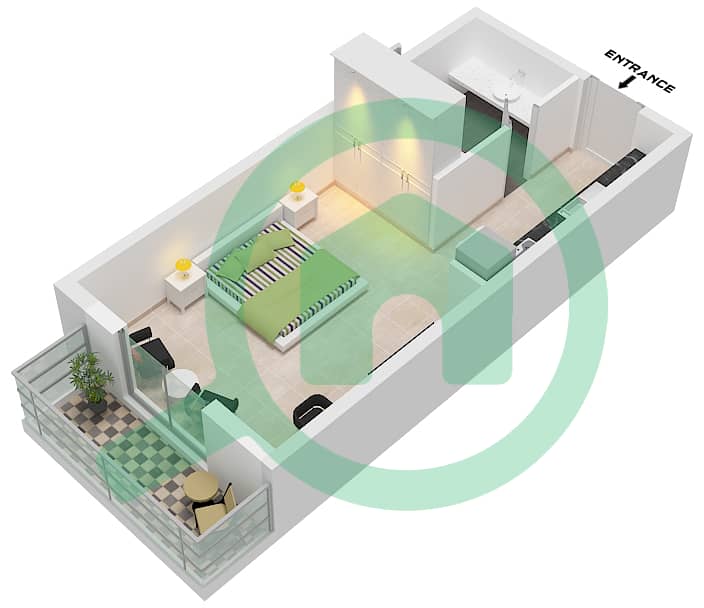 The Community Motor City - Studio Apartment Type 5 Floor plan Type 5 interactive3D