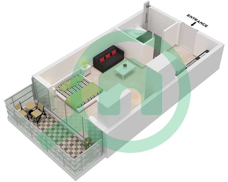 The Central Downtown Tower A - Studio Apartment Type 1 Floor plan Type 1 interactive3D
