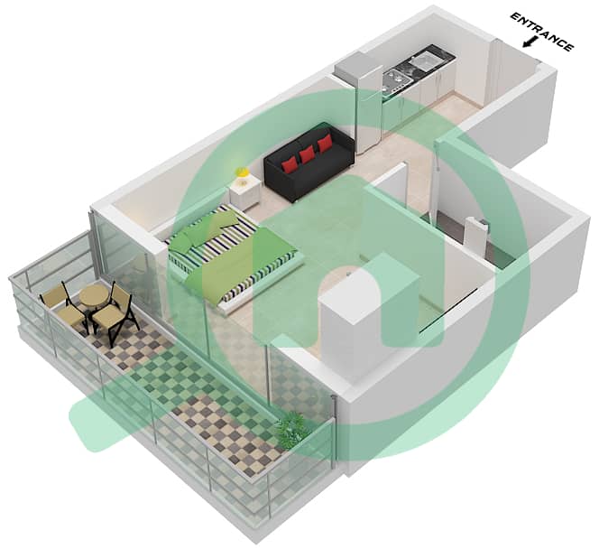 The Central Downtown Tower A - Studio Apartment Type 2 Floor plan Type 2 interactive3D