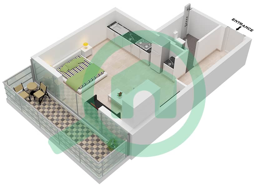 The Central Downtown Tower A - Studio Apartment Type 3 Floor plan Type 3 interactive3D