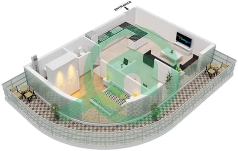 The Central Downtown Tower A - 1 Bedroom Apartment Type 1 Floor plan
