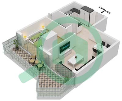 The Central Downtown Tower A - 1 Bedroom Apartment Type 4 Floor plan
