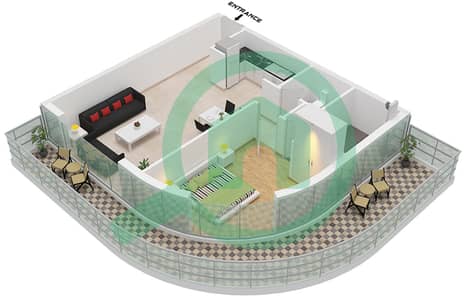 The Central Downtown Tower A - 1 Bedroom Apartment Type 6 Floor plan