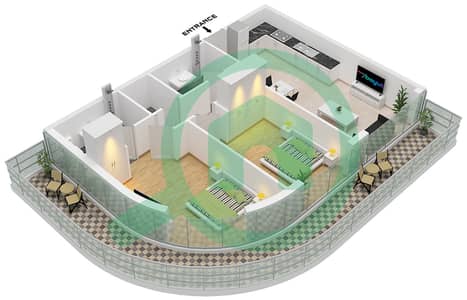 The Central Downtown Tower A - 2 Bedroom Apartment Type 1 Floor plan
