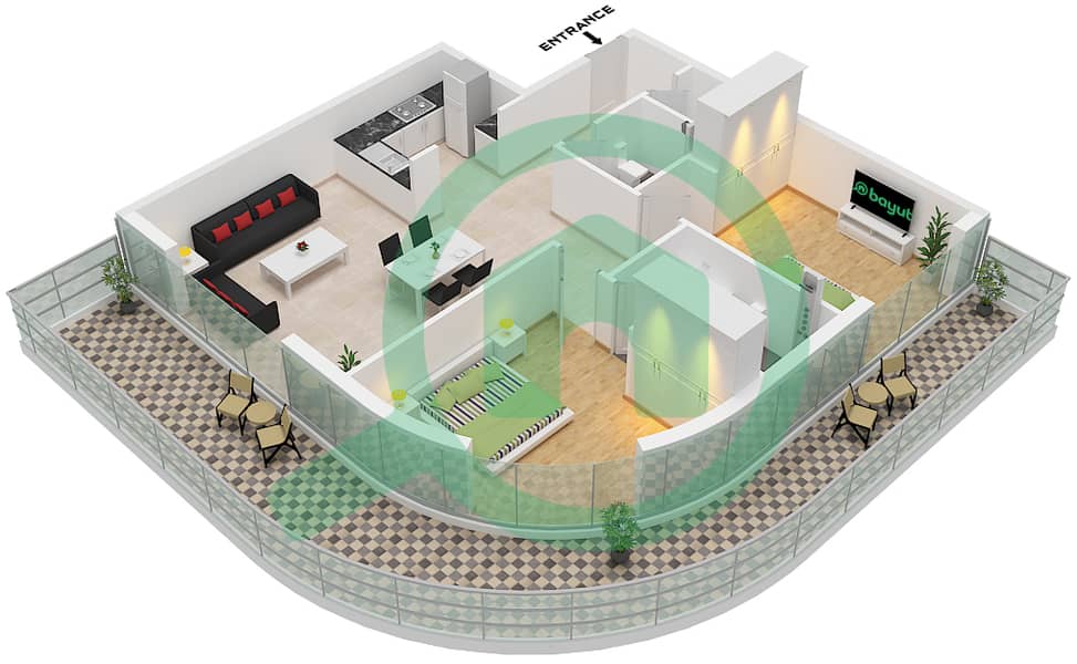 The Central Downtown Tower A - 2 Bedroom Apartment Type 7 Floor plan Type 7 interactive3D