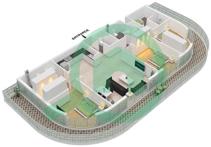 The Central Downtown Tower A - 3 Bedroom Apartment Type 1 Floor plan
