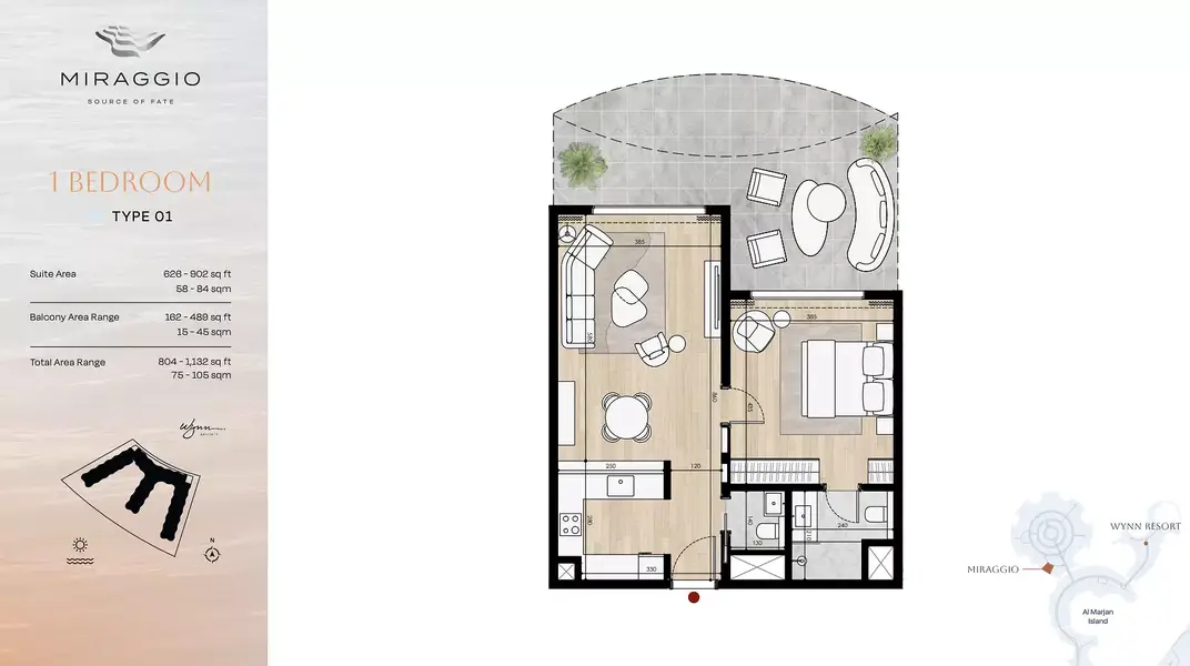1 BR floor plan
