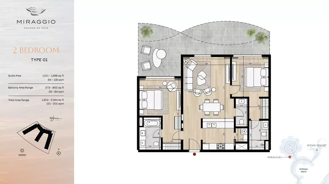 2 BR floor plan