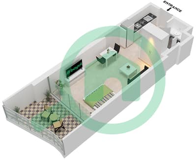 المخططات الطابقية لتصميم النموذج B.1 شقة استوديو - لاجونا ريزيدنس