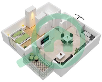 Crystal Residences Tower B - 1 Bedroom Apartment Type/unit 1A-1/UNIT 4-7 FLOOR 3-12 Floor plan