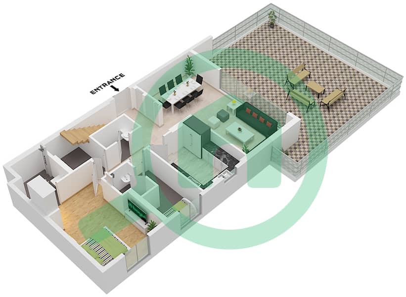 Crystal Residences Tower B - 4 卧室公寓类型／单位4D-A1/UNIT 10 FLOOR 11,12戶型图 Type 4D-A1 Unit 10 Lower Floor 11 interactive3D