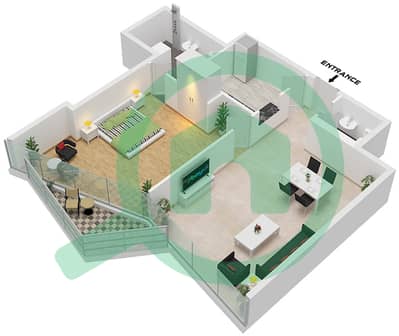 Al Yousuf Tower 2 - 1 Bedroom Apartment Type D Floor plan